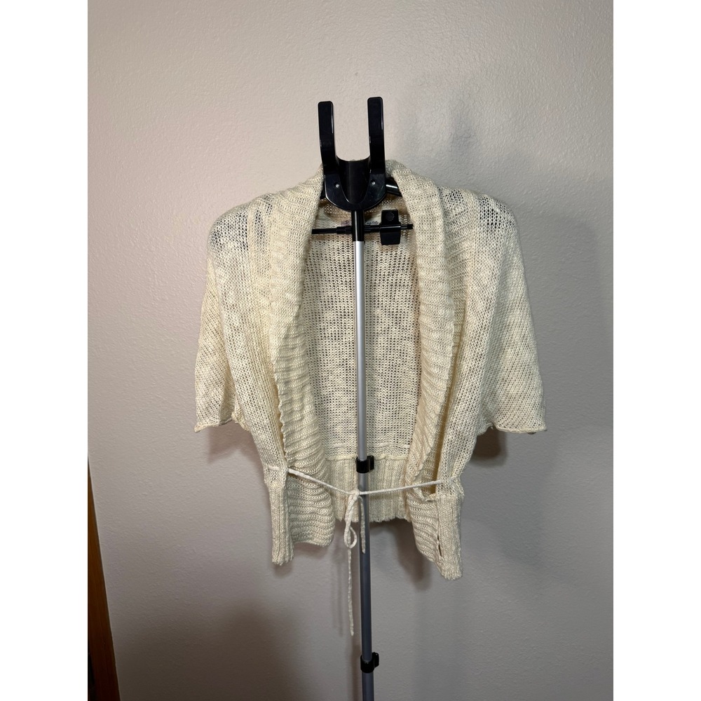 American Rag Cie Cream Open Front Tie Waist Knit Cardigan Sweater Large Boho